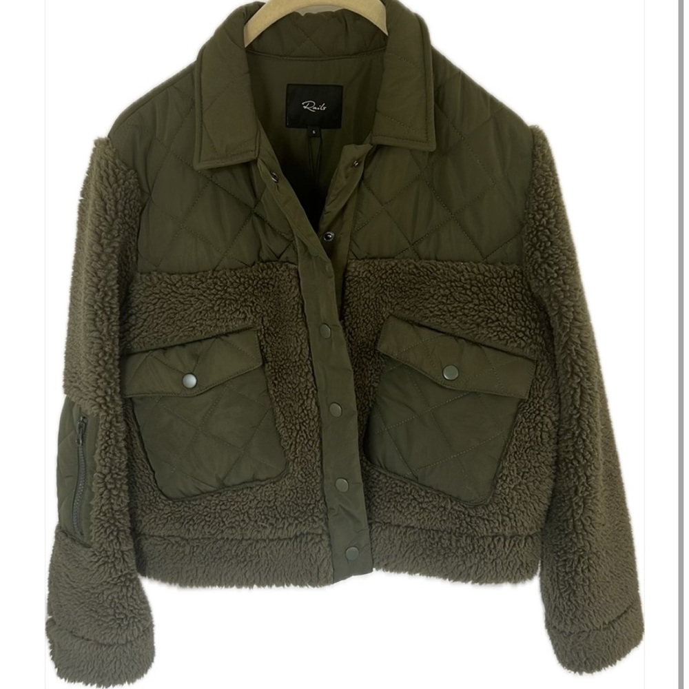 NWT Rails Peyton Olive Green Quilted Fleece Jacket